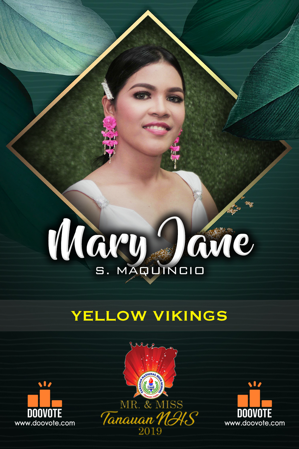 Vote Mary Jane S. Maquincio - Miss Tanauan National High School